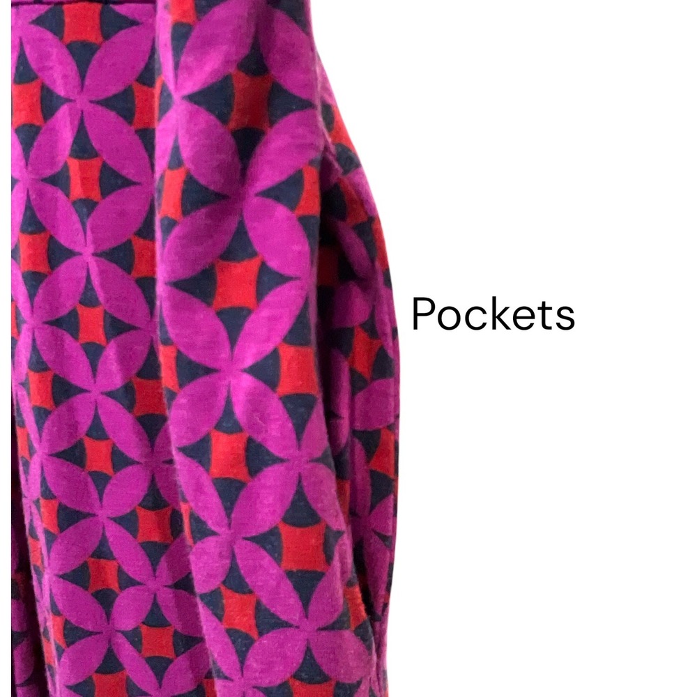Boden Marcia Jersey Midi Shirt Dress 12 Geometric Magenta Art Mod Teacher Chic - Picture 8 of 9